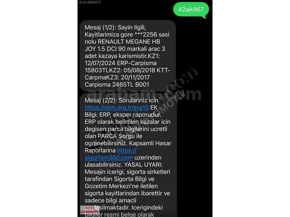 KURU DAN 2017 MEGANE 1.5 DCI TOUCH OTOMATİK 177.000 KM DE
