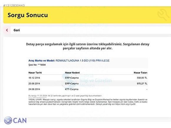 Camtavanlı Dizel Renault Laguna Privilege.