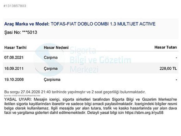 ŞENTÜRKLERDEN FIAT DOBLO KLİMALI HASAR KAYITSIZ YENİ MUAYENELİ