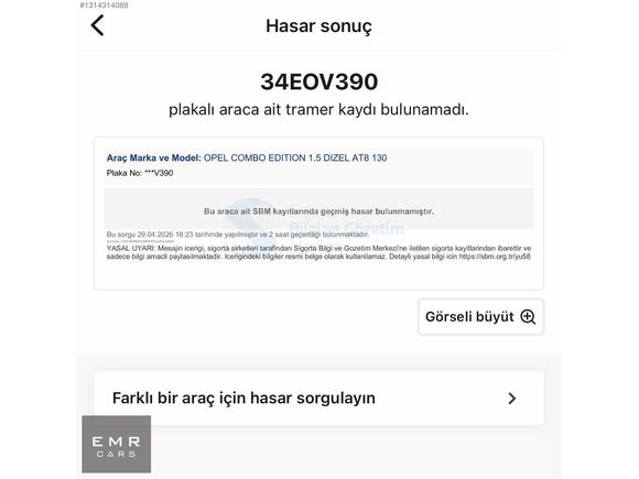 EMR CARS 2021 OPEL COMBO 1.5 EDİTİON AT8 130HP 129.000KM BOYASIZ
