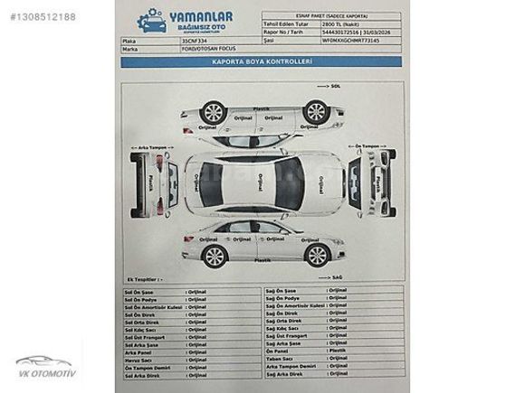 HATASIZ BOYASIZ TRAMERSİZ FORD FOCUS 1.5 ECOBLUE TİTANİUM STİLL