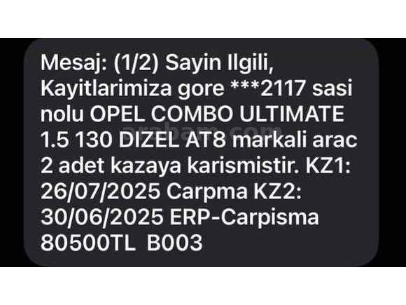 Sahibinden Opel Combo 1.5 CDTI Ultimate 2024 Model 