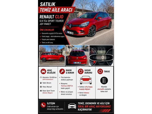 Sahibinden Renault Clio 0.9 TCe Sport Tourer Joy 2020 Model