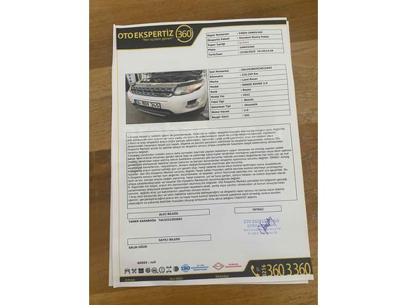 Sahibinden Land Rover Range Evoque 2.0 Si4 Dynamic 2012 Model 