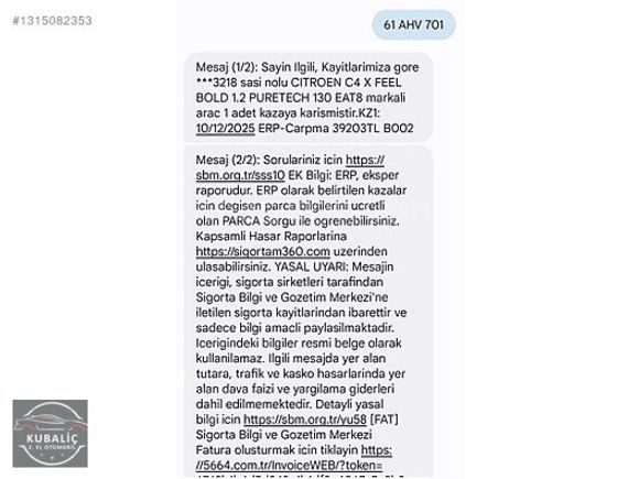 KUBALİÇ DEN 2024 MODEL C4 X 1.2 Puretech Feel Bold EAT8