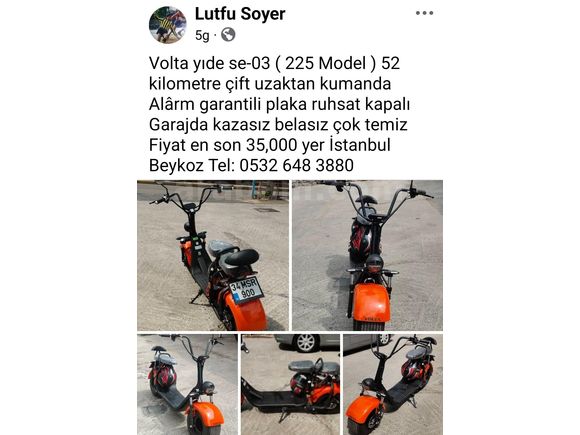 Sahibinden Elektrikli Araçlar Scooter Volta