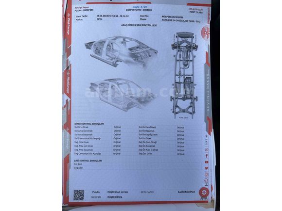 Ｔ様　オーダーページ Sahibinden Opel Astra 1.4 T Cosmo 2012 Model Antalya 222.000 km