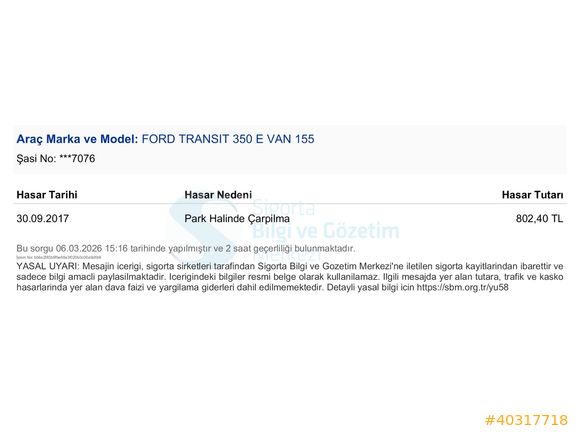 Yüksek Tavan Ford Transit 350L Panelvan