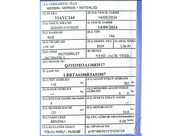 Sahibinden RKS LTR 125 Mersin
