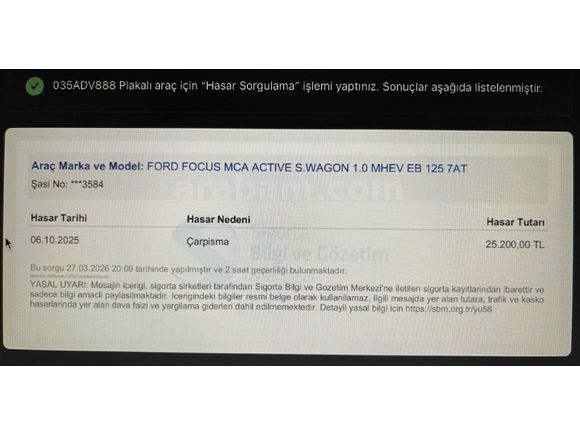 Sahibinden Ford Focus 1.0 EcoBoost Active X 2023 Model 