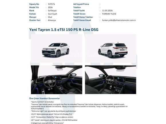 2026 MODEL MAYİS 12 CİKİS TAYRON R LİNE