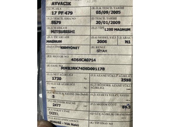 Sahibinden Mitsubishi L 200 4x4 Magnum 2006 Model Çanakkale