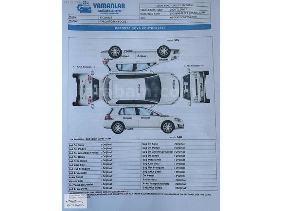 HATASIZ BOYASIZ TRAMERSİZ FORD FOCUS SW 1.5 ECOBLUE TITANIUM X