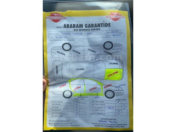 Sahibinden Toyota Corolla 1.6 Advance 2015 Model