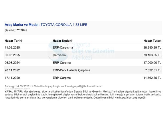 2017 MODEL TOYOTA COROLLA 1.33 LIFE 96.500 KM