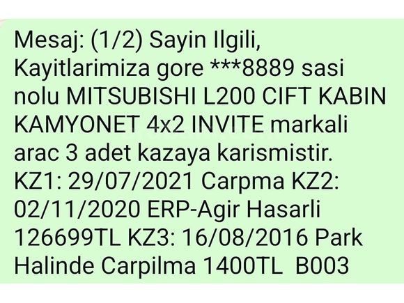 KM DÜŞÜK L 200 4x2 Invite 2015 Model 