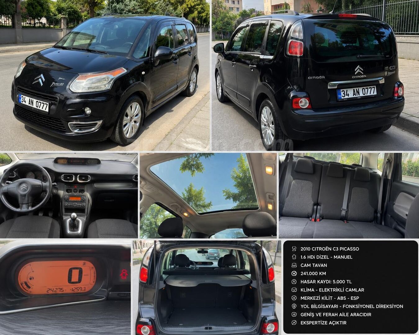 Sahibinden Citroen C3 Picasso 1.6 HDi SX 2010 Model İstanbul 241.000 km Siyah 1