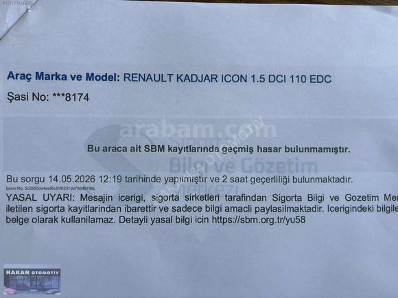2017 KADJAR İCON 99.BİN KM (KART 12 TAKSİT) YENİ MUAYENE!!