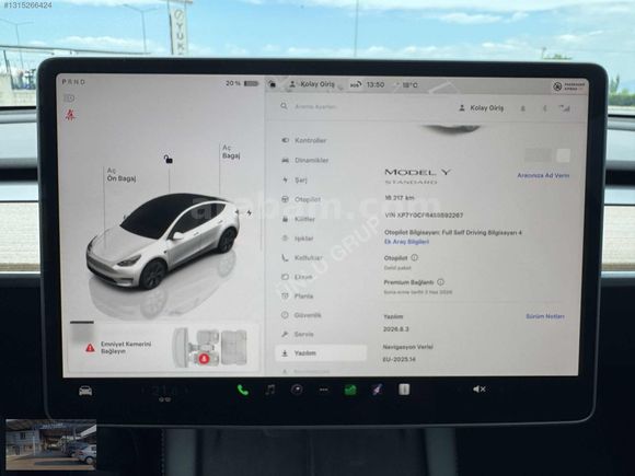 ÜNLÜ GRUP TAN 2025 TESLA MODEL Y RWD LEGACY TAVAN PERDELİ