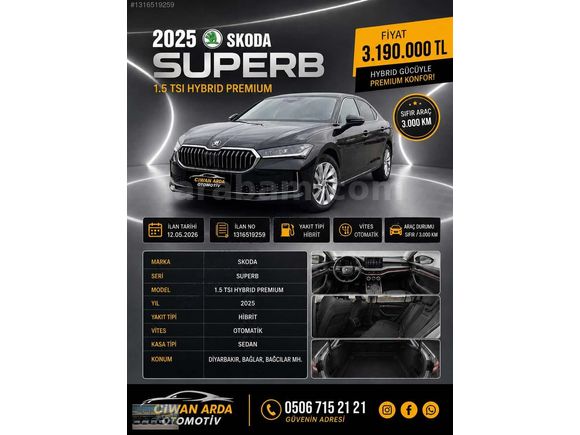 2025 SKODA SÜPER-B PREMİUM HATASIZ BOYASIZ