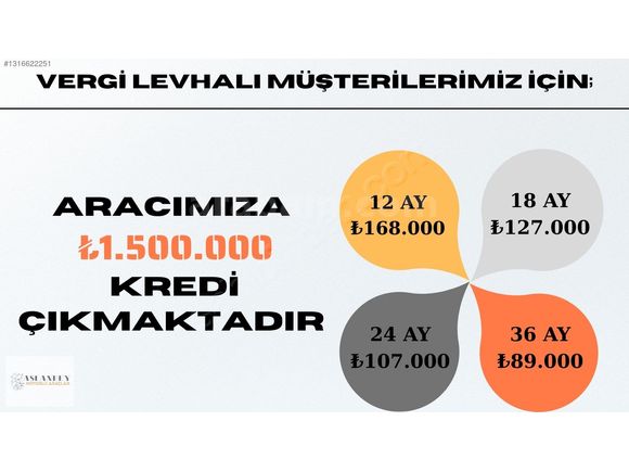 VERGİ LEVHASINA TAMAMINA KREDİ İMKANI