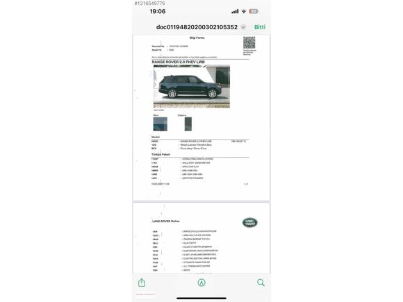 2020 MODEL RANGE ROVER 2.0 PHEV L SV AUTOBIOGRAPHY BUSSİNES BAYİ