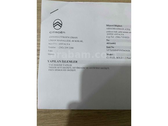Sahibinden Citroen C3 1.2 PureTech Feel Bold 2022 Model Antalya