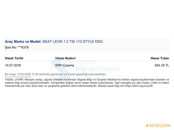 SPACE MOTORS | 2016 SEAT LEON STYLE DSG 176.000 KM BOYASIZ