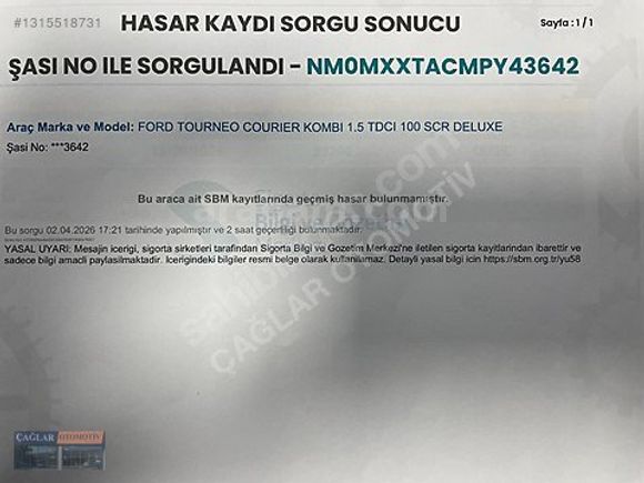 TOURNEO COURİER TT PLUS HATASIZ BOYASIZ