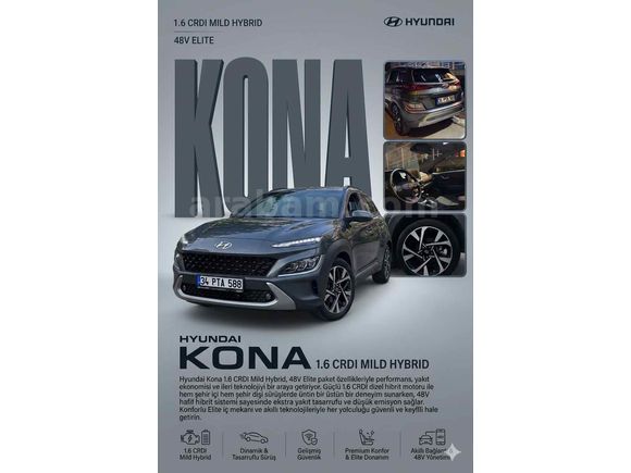 HYUNDAİ KONA 1.6 CRDİ DİZEL HİBRİT 48V 23.000 KM EMSALSİZ