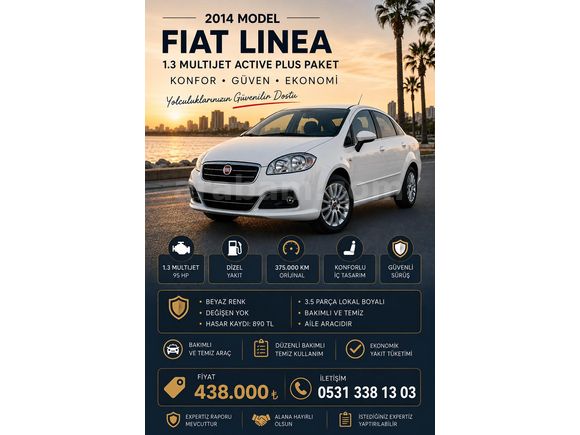 FIRSAT ARACI DOSTA GİDER MASRAFSIZ 2014 MODEL LİNEA FULL EXTRALI