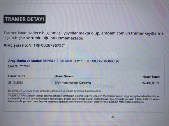 2021MODEL  Renault Taliant 1.0 T Joy 90 HP TAM OTOMATİK 77.059 km 