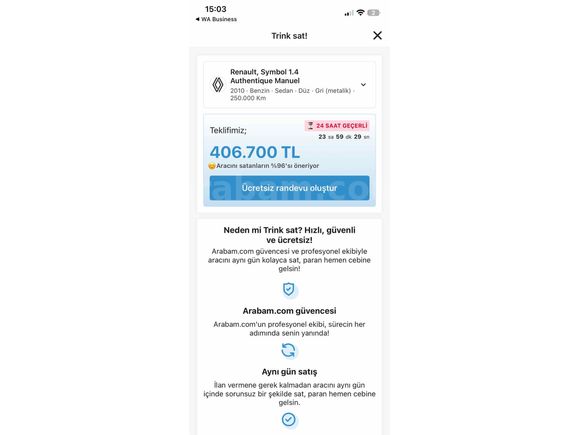 Sahibinden Renault Symbol 1.4 2010  lpgli trinksat 406.700? çıkıyor
