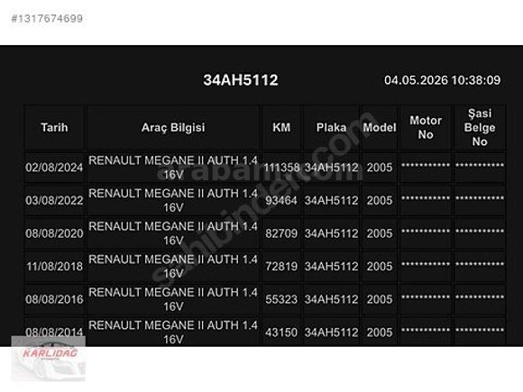 ORJİNAL 137 BİN'DE 2005 RENAULT MEGANE 1.4 16 VALF 100HP