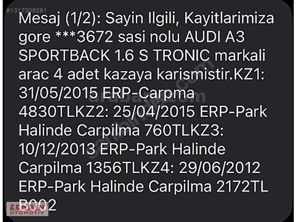 ?ZENGİN'den ?K.KARTI 12 AY TK 2011 AUDİ A3 1.6 STRONIC