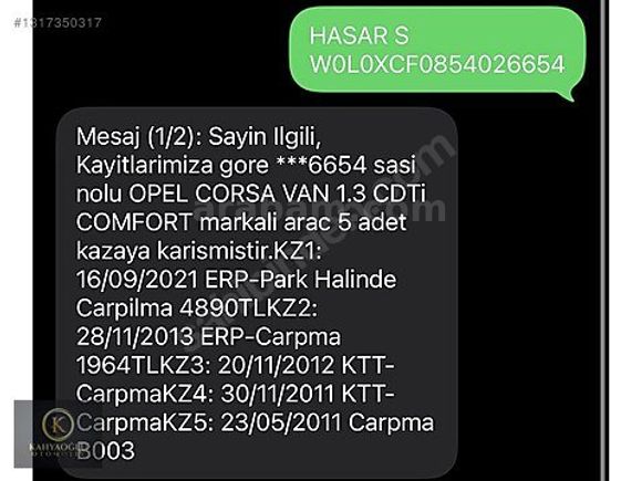 ##KAHYAOĞLU## OPEL CORSA 1.3 DİZEL TAVAN DİREKLER ŞASE İŞLEMSİZ