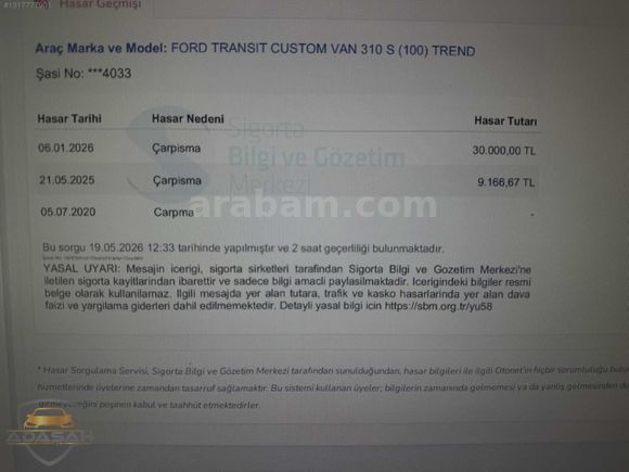 ADAŞAH'TAN 2017 FORD CUSTOM 310 S / KREDİ / K.KARTI 12 TAKSİT