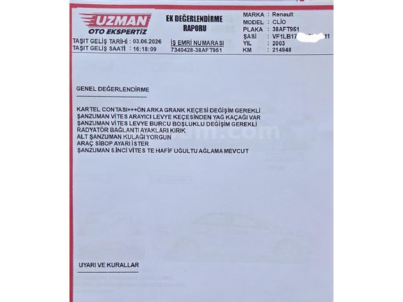 Sahibinden Renault Clio 1.4 Expression 2003 Model