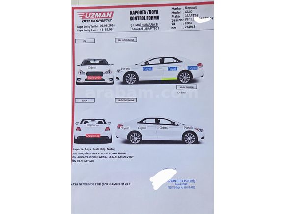 Sahibinden Renault Clio 1.4 Expression 2003 Model