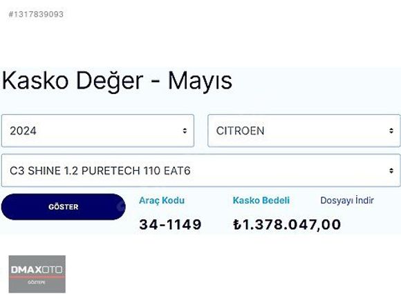 BOYASIZ 2024 CITROEN C3 1.2 PURETECH ÇİFTRENK SHINE KM:12.700