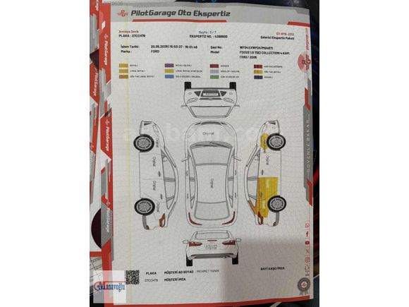 2008 MODEL FORD FOCUS 1.6 110HP DEĞİŞENSİZ 2.5 PARÇA BOYA