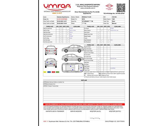 2015 MODEL 1.5 DCİ CLİO IV 185 BİN KM DE YOKUŞ KALKIŞ DESTEĞİ