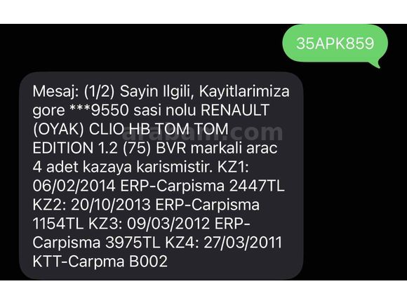 Sahibinden Renault Clio 1.2 Tom Edition 2010 Model 