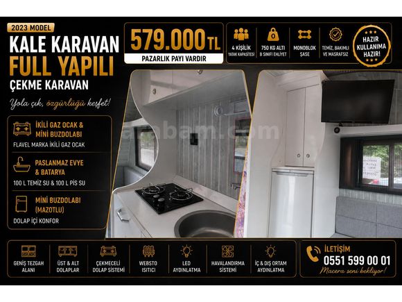 2023 Model Full Yapılı Çekme Karavan | 4 Kişilik | 750 KG Altı