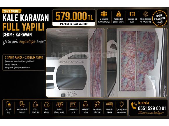 2023 Model Full Yapılı Çekme Karavan | 4 Kişilik | 750 KG Altı