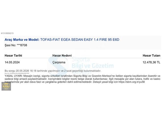 2023 MODEL FIAT EGEA 1.4 FIRE 95HP EASY DEĞİŞENSİZ K.K.12 TAKSİT