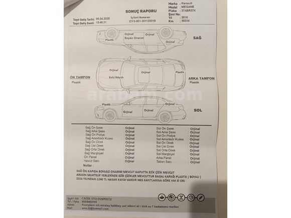 Sahibinden Renault Megane 1.2 TCe Touch 2016 Model Kastamonu