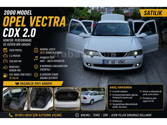 8 Yıllık Sahibinden Opel Vectra 2.0 CDX 2000 Model