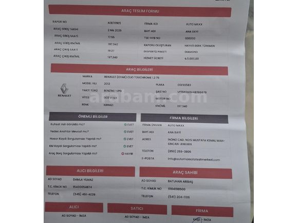 Sahibinden Renault Clio 1.2 Joy 2012 Model