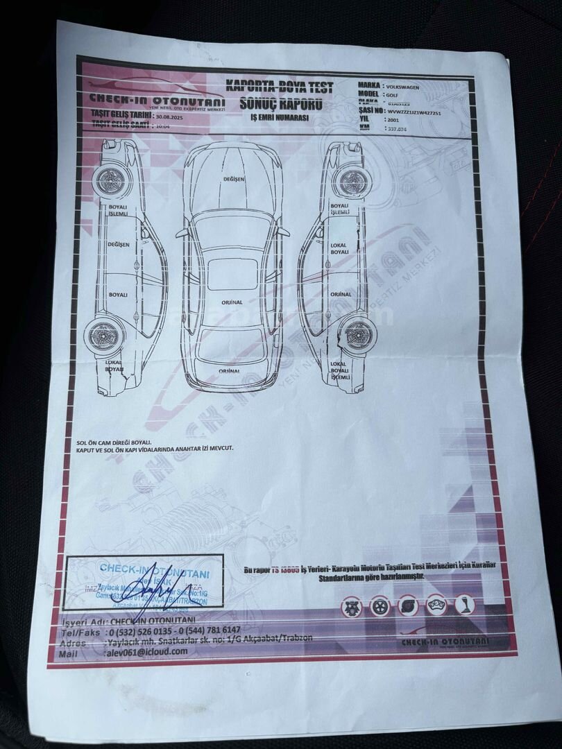 Sahibinden Volkswagen Golf 1.6 Comfortline 2001 Model Trabzon 346.546 km Kırmızı 2